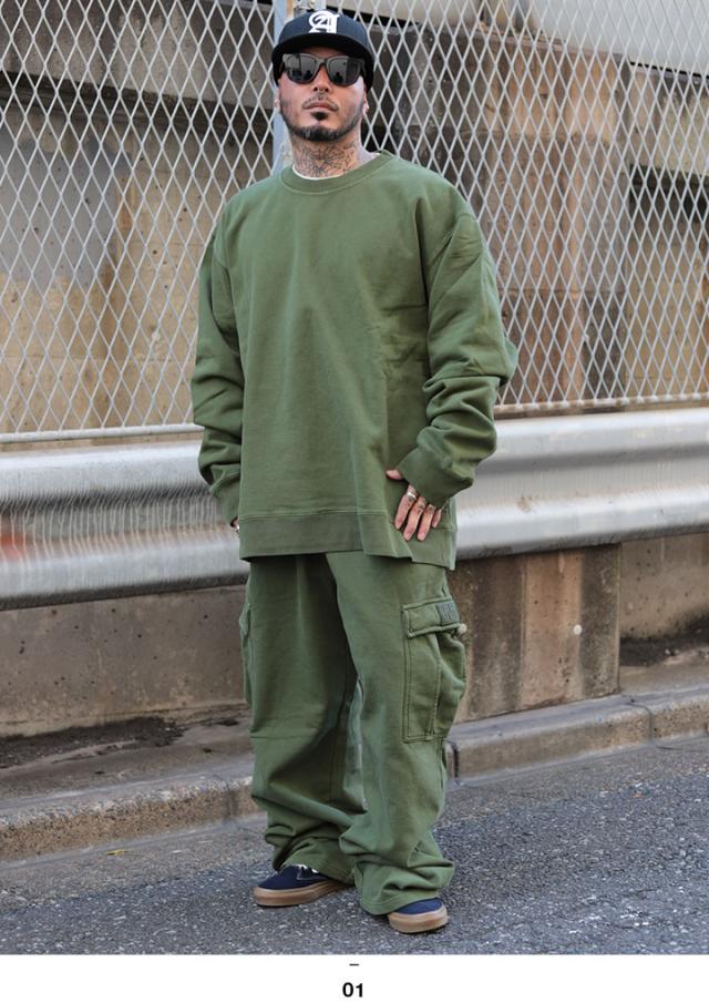 PRO CLUB スウェットパンツ カーゴパンツ メンズ オリーブ 大きい
