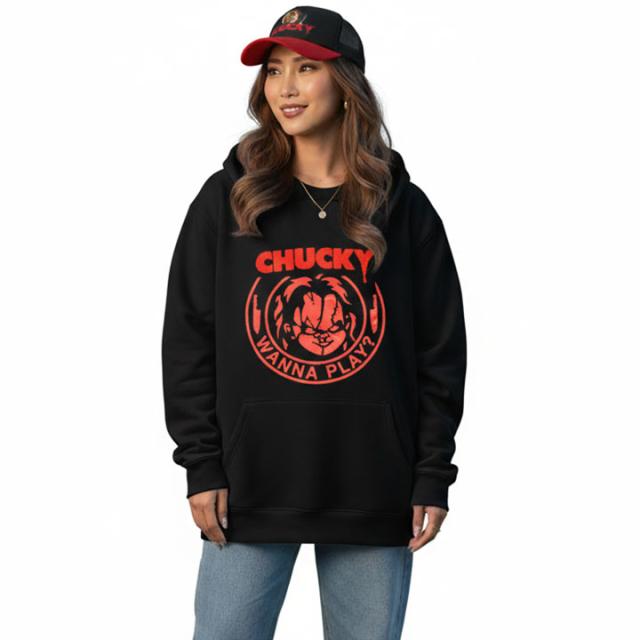 REASON × Chucky パーカー ブランド フーディ 長袖 スウェット メンズ 春秋冬用 黒 大きいサイズ チャッキー Childs Play チャイルド・プレイ 限定 コラボ 公式 リーズン トップス ビッグシルエット b系 ヒップホップ ファッション ストリート系 服 2026春夏 新作 RE5073_8