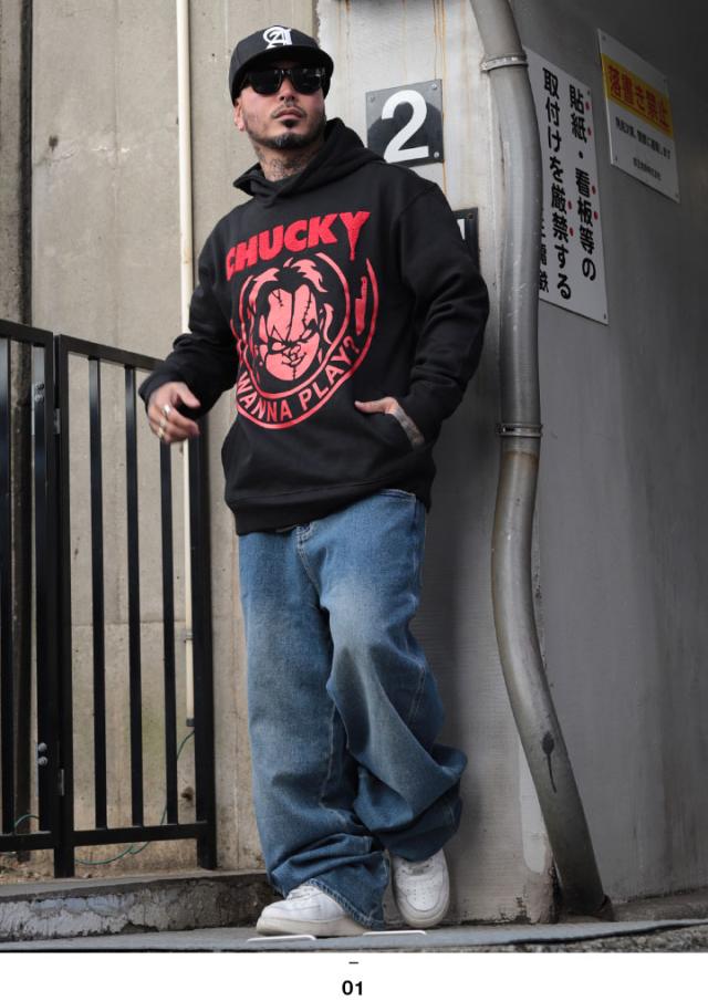 REASON × Chucky パーカー ブランド フーディ 長袖 スウェット メンズ 春秋冬用 黒 大きいサイズ チャッキー Childs Play チャイルド・プレイ 限定 コラボ 公式 リーズン トップス ビッグシルエット b系 ヒップホップ ファッション ストリート系 服 2026春夏 新作 RE5073_6
