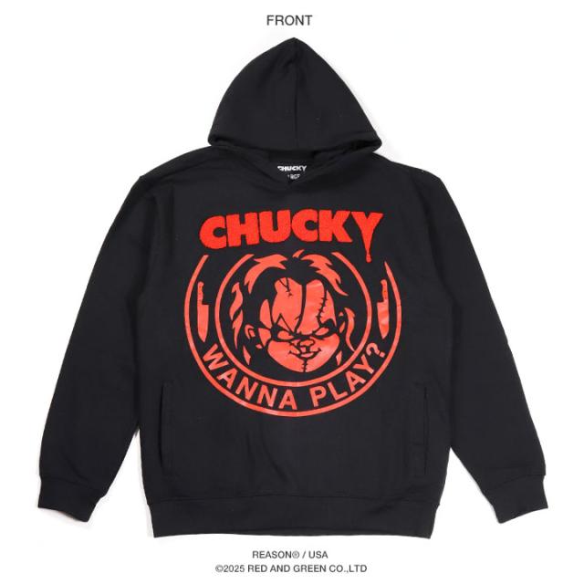REASON × Chucky パーカー ブランド フーディ 長袖 スウェット メンズ 春秋冬用 黒 大きいサイズ チャッキー Childs Play チャイルド・プレイ 限定 コラボ 公式 リーズン トップス ビッグシルエット b系 ヒップホップ ファッション ストリート系 服 2026春夏 新作 RE5073_9