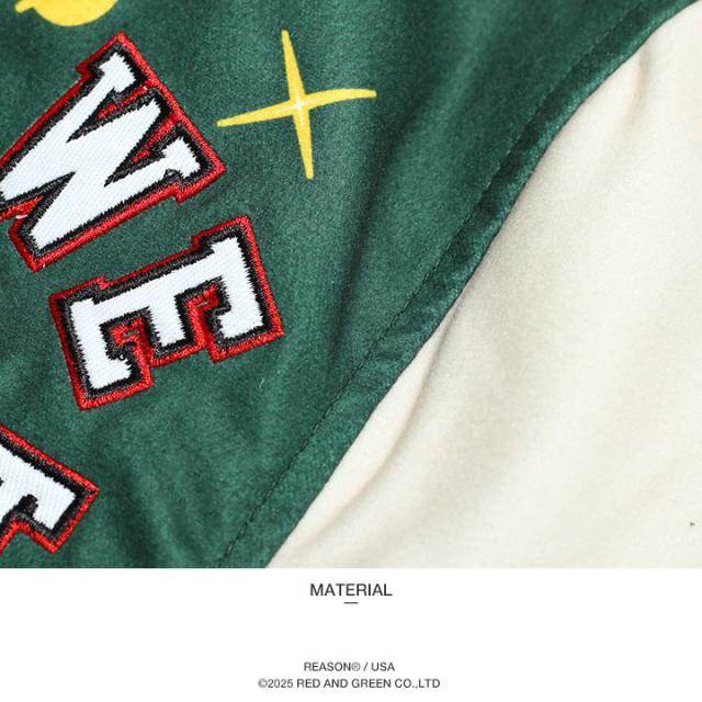 REASON アウター 長袖 スタジャン ブルゾン メンズ 春秋冬用 緑 大きい