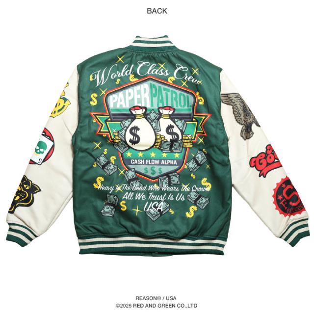 REASON アウター 長袖 スタジャン ブルゾン メンズ 春秋冬用 緑 大きい