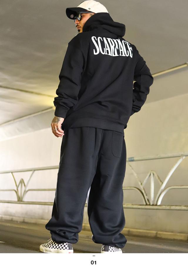 ラスト1点【20%OFF】REASON × 映画 スカーフェイス 長袖 ブランド メンズ 黒 大きいサイズ Scarface 限定 コラボ 公式 リーズン セットアップ パーカー スウェットパンツ アシンメトリー ビッグシルエット b系 ヒップホップ ストリート系 RE5077-RS5073_5