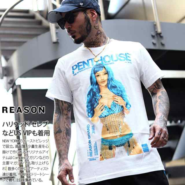 REASON × Penthouse 公式 Tシャツ 半袖 メンズ レディース 白 黒 ...