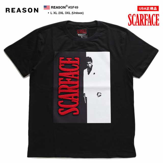 REASON × 映画 スカーフェイス 公式 Tシャツ 半袖 メンズ 黒 大きい