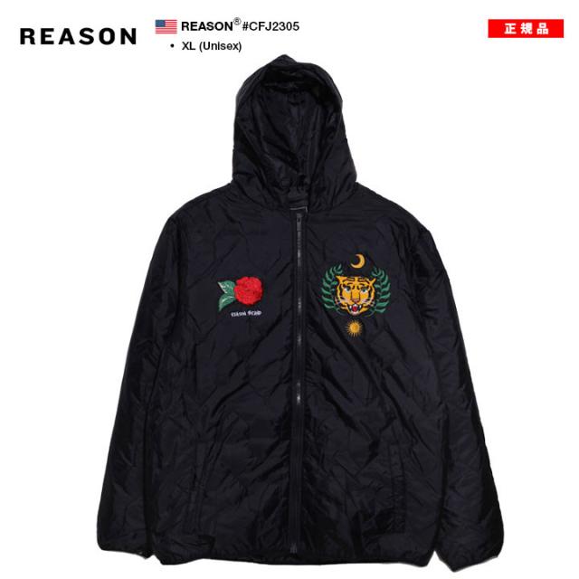 【50%OFF】REASON アウター 長袖 中綿 ジャケット パーカー ブルゾン メンズ 黒 大きいサイズ リーズン 防寒着 シンプル 薔薇 花 太陽 月 ムーン 虎 タイガー 動物 ビッグシルエット 暖かい b系 ヒップホップ ファッション ストリート系 ブランド 服 2025春 CFJ2305_2