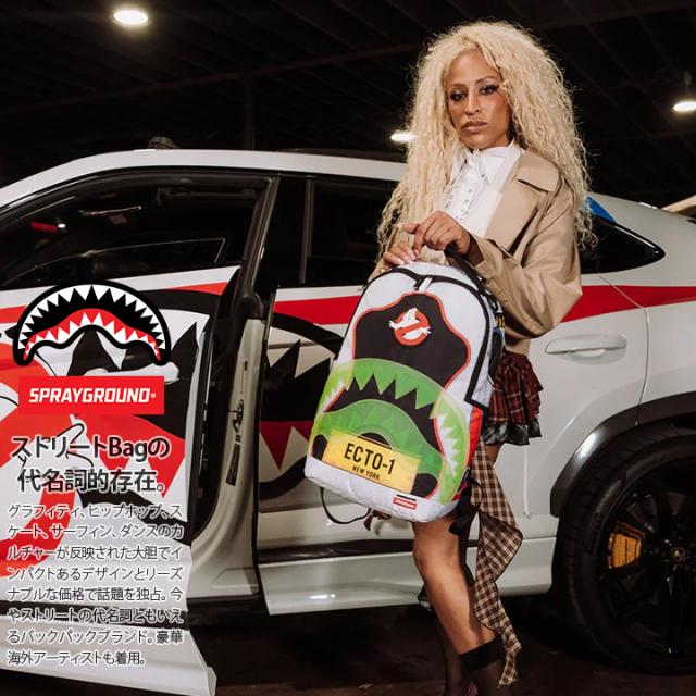 SPRAY GROUND × Ghostbusters バッグ メンズ レディース 春夏秋冬用 白 ゴーストバスターズ 限定 コラボ 公式グッズ スプレーグラウンド リュック バックパック 大きめ 大容量 BAG 派手 総柄 b系 ヒップホップ ストリート系 ハイ ブランド 2025春夏 新作 B6376