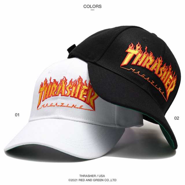 THRASHER キャップ メンズ レディース 春夏秋冬用 白/黒 スラッシャー