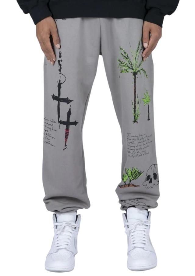 mnml スウェットパンツ 裏パイル メンズ グレー/黒 大きいサイズ