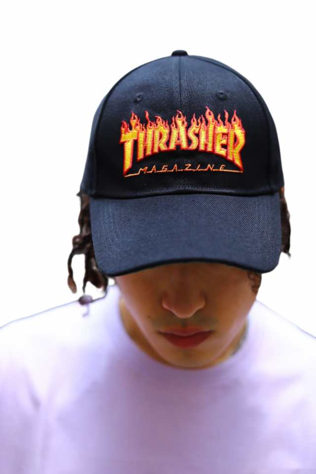 THRASHER キャップ メンズ レディース 春夏秋冬用 白/黒 スラッシャー 帽子 cap ローキャップ 浅め ベースボールキャップ おしゃれ かっ