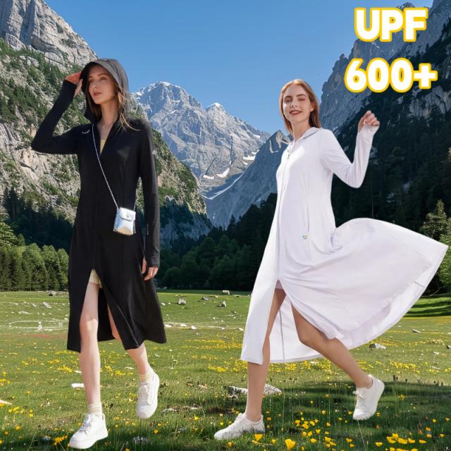 Supield ロング丈 全身日焼け止めコート 全波長 UPF600+ 超ロング レディース 日焼け止め服 紫外線対策 ひんやり涼感 夏 通勤 アウトドア