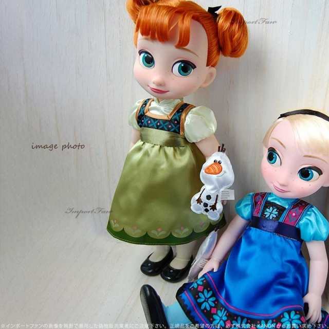ディズニー、アニメータードール（ミニ）アナ、エルサの人形オラフ付き