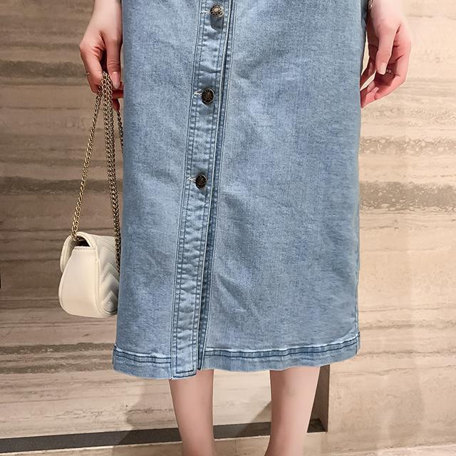 デニムワンピース 膝丈 ワンピース レディース ミモレ丈 デニム ハイウエスト かわいい 半袖 ボリューム袖 カジュアル 無地 おしゃれ シの通販はau Pay マーケット Marmelo Sunnyday