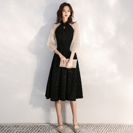 パーティードレス ミモレ丈 膝丈 ドレス 黒 袖あり きれいめ 結婚式 お呼ばれ ドレス 大きいサイズ Xl 2xl 3xl バイカラー おしゃれ 異素の通販はau Pay マーケット Marmelo Sunnyday