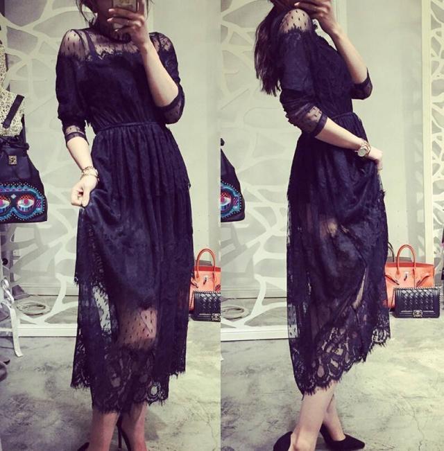 大人気 パーティードレス ロング 結婚式 パーティードレス 袖あり 大きいサイズ ロング 黒 レース ワンピース レース パーティードレス の通販はau Pay マーケット Marmelo Sunnyday