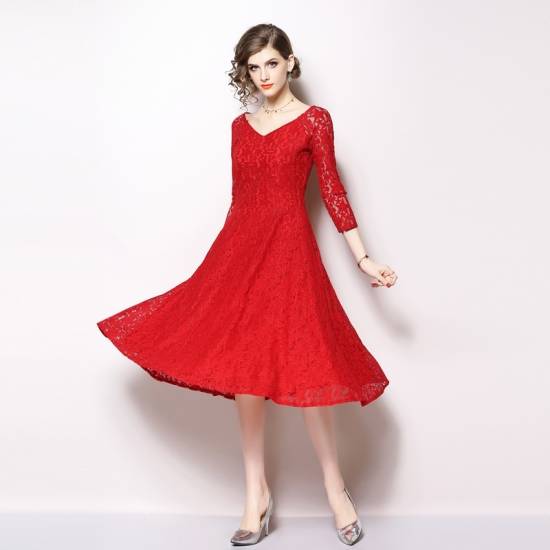 袖あり パーティードレス 袖あり 大きいサイズ レース ワンピース レース 総レース ワンピース パーティ ドレス 10代 代 30代 40代 赤 の通販はau Pay マーケット Marmelo Sunnyday