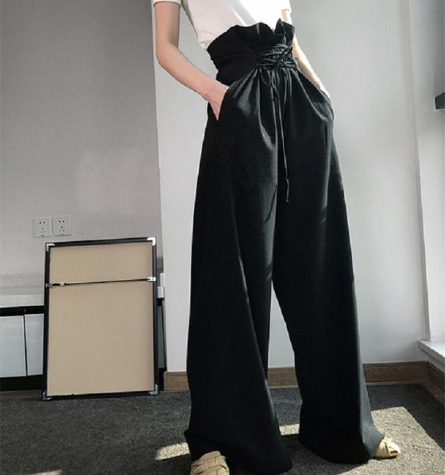 パンツ レディース ロング ワイド ズボン ボトムス ハイウエスト コルセット風 おしゃれ かっこいい シンプル 無地 リラックス 抜け感 大の通販はau Pay マーケット Marmelo Sunnyday