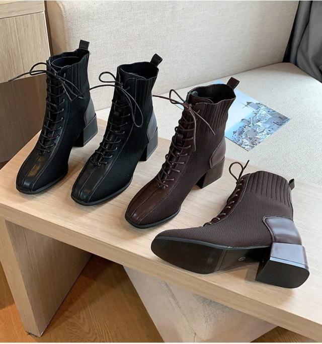 ショートブーツ ブーツ レディース シューズ 靴 レースアップ ヒール 異素材mix 切り替え デザイン カジュアル かっこいい 大人可愛い の通販はau Pay マーケット Marmelo Sunnyday