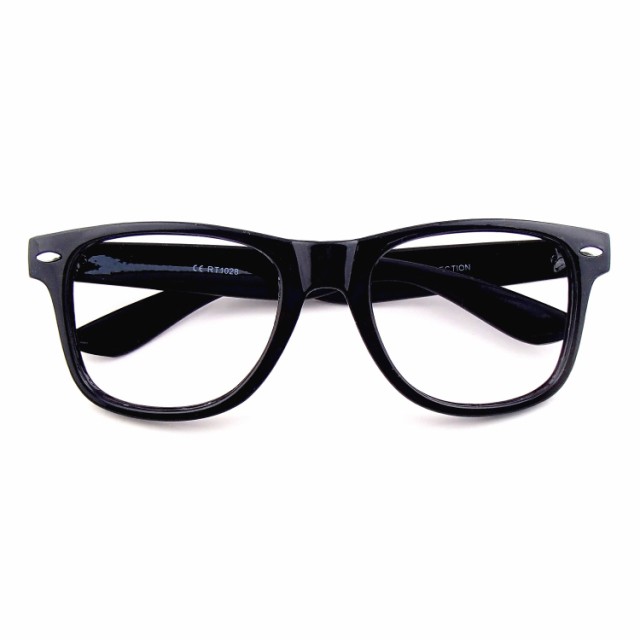 【アウトレット品】ウェリントン 伊達メガネ （レンズなし） ブラック 黒縁眼鏡 メンズ レディース 男女兼用