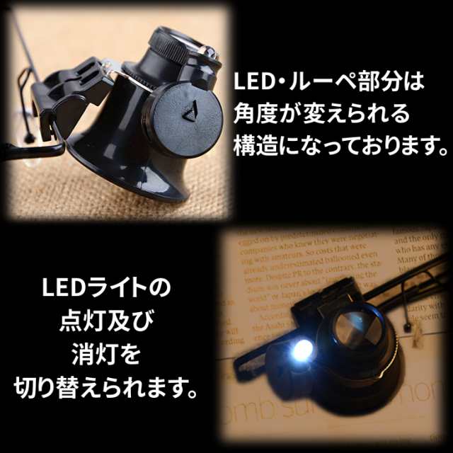 送料無料】めがね型 20倍拡大鏡 LEDライトつき ヘッドルーペ 右目単眼鏡 フィギュア塗装 プラモデル 時計修理精密作業の通販はau PAY  マーケット - win-win | au PAY マーケット－通販サイト