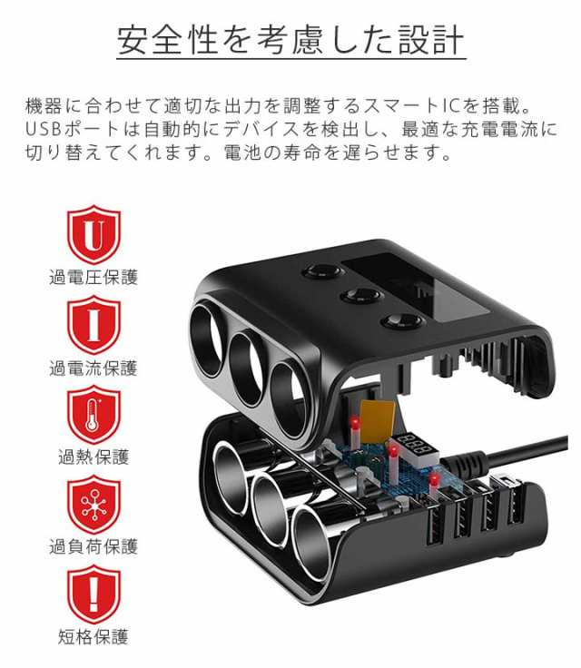進化版 シガーソケット usb車載 3連 カーチャージャー 4USBポート 独立スイッチ付き増設ソケット分配器 12V/24V車対応の通販はau  PAY マーケット - win-win | au PAY マーケット－通販サイト
