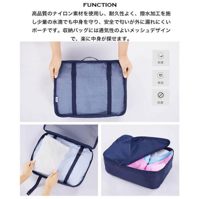 トラベルポーチ 8点セット アレンジケース パッキング 旅行用 ブルー