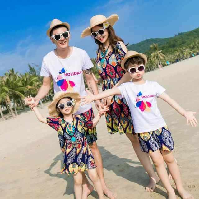 親子ペアルック 親子コーデ ファミリーお揃い 夏 海 旅行 ママ レディース ワンピース パパ メンズ Tシャツ パンツ ハワイ風の通販はau Pay マーケット A Closet