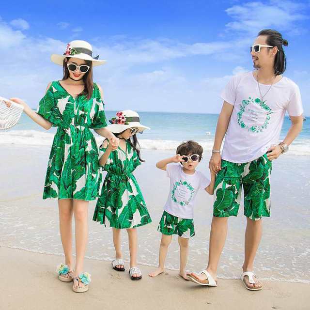 大人 親子ペア ルック 親子お揃い 夏 海 カップル 恋人 ペアルック ママ レディース 半袖 ワンピース メンズ Tシャツ パンツ 親子服 の通販はau Pay マーケット A Closet