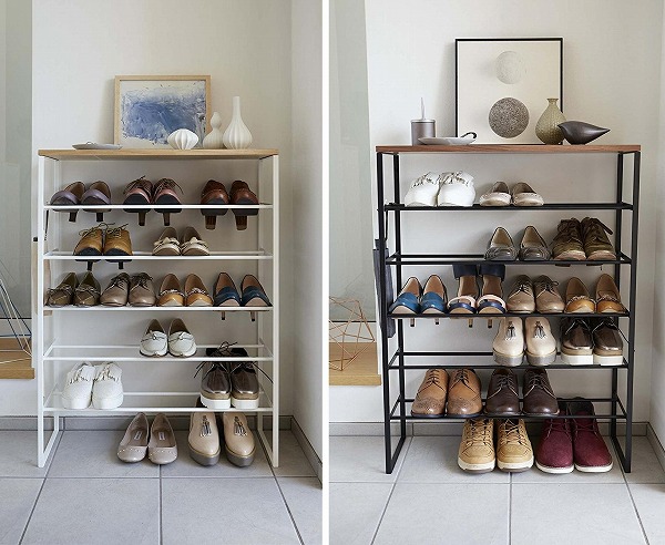 天板付きシューズラック タワー 6段 TOWER ホワイト ブラック 3369 3370  玄関収納 シューズラック 通販 インテリア収納 スリム 隙間収納 すき間収納 収納 靴箱 シューズボックス 下駄箱 薄型 スリム 靴入れ シューズbox おしゃれ  山崎実業 【送料無料】の通販は