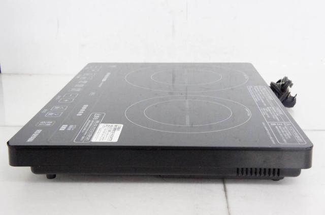2017年製 アイリスオーヤマ 2口 IHクッキングヒーター IHK-W1S-B IHコンロ 工事不要 2口IHコンロ 脚付｜2口IHコンロ｜IHクッキングヒーター｜キッチン家電