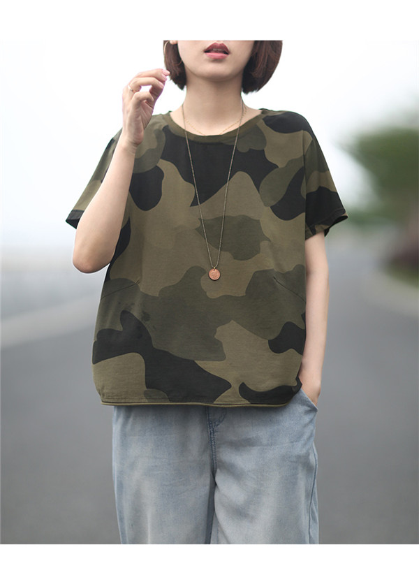 送料無料 Tシャツ レディース トップス 半袖tシャツ 大きいサイズ 春夏新作 迷彩柄 体型カバー プルオーバー サーマル 半袖の通販はau Pay マーケット 協和屋