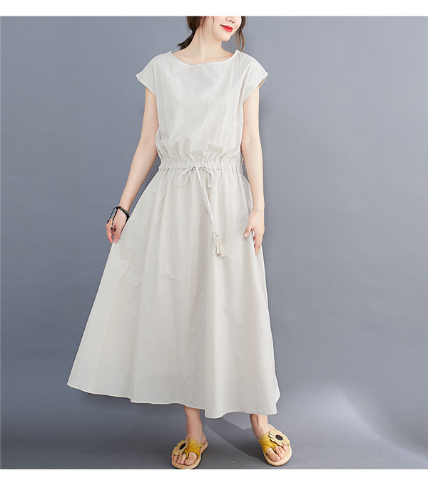 ワンピース レディース ノースリーブ 半袖 ロングワンピース ベルト リネン 綿麻 ワンピ バルーン フレア Tシャツ マキシ の通販はau Pay マーケット 協和屋