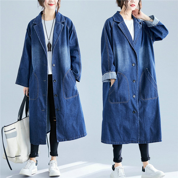 デニムコート レディース ロング丈 ポケット付き アウター 長袖 大きいサイズ 大人 可愛い 加工デニム 柔らかいの通販はau Pay マーケット 協和屋