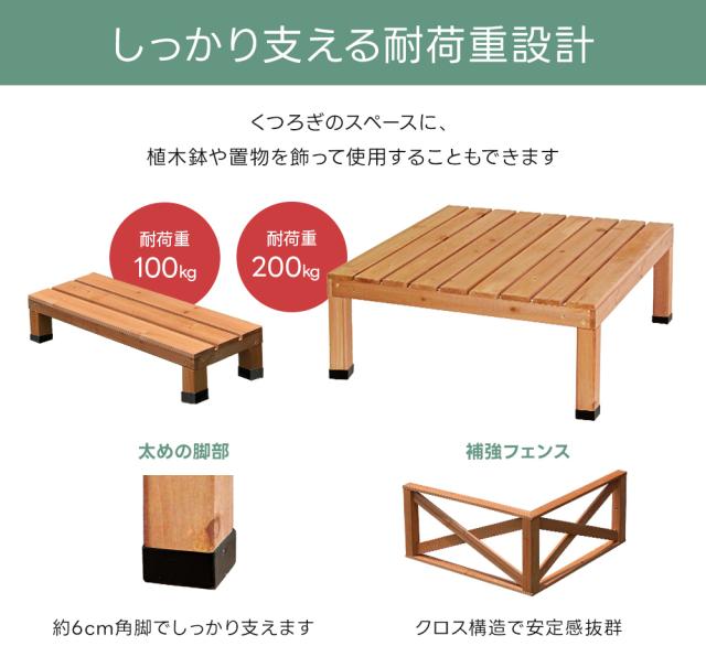 ウッドデッキ デッキ単品 0.25坪 90×90cm おしゃれ diy 天然木 正方形 パーツ ウッドテラス カフェ風 デッキ 木製 縁台 エクステリア 縁側 ガーデン ガーデニング 木製縁台 テラス 組み合わせ ホワイト 白 フレンチ シャビ— ダークブラウン ヨーロッパ風 翌日配送_11