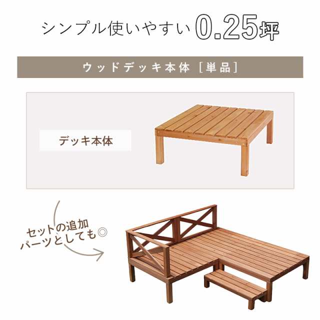 ウッドデッキ 0.25坪 90×90cm おしゃれ diy 天然木 正方形 パーツ