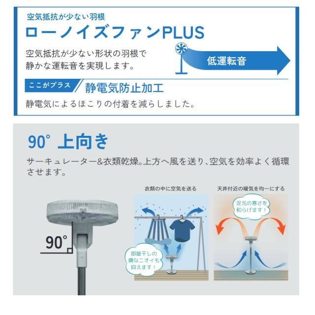 扇風機 FS-FD3524(W) DCモーター フロア扇風機 エコ 静電気防止 90°上向 羽根35cm タイマー シンプル おしゃれ トヨトミ TOYOTOMI_2