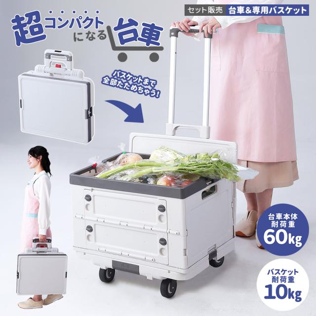 折りたたみ 台車 専用コンテナ付 家庭用 コンパクト 耐荷重60kg キャリーカート ハンドトラック  翌日配送