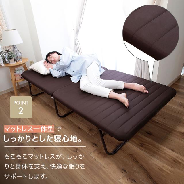 もこもこ 折りたたみベッド シングル 完成品 マットレス一体型 コンパクト 折り畳み シンプル 一人暮らし 単身 ワンルーム 翌日配送_3