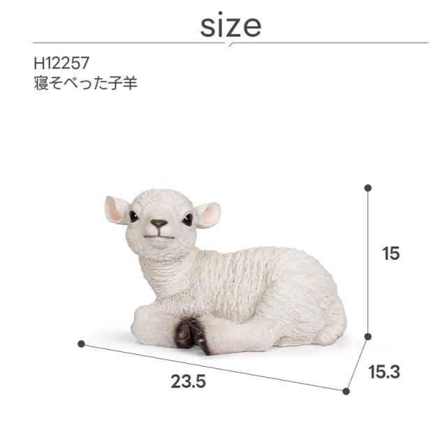 寝そべった子羊 子羊 羊 ひつじ オーナメント ガーデンオーナメント