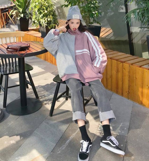 即納 ファッション レディース ブルゾン スウェット ジップ バイカラー ライン オーバーサイズ アウター スポーティ おしゃれ ファッシの通販はau Pay マーケット Davi