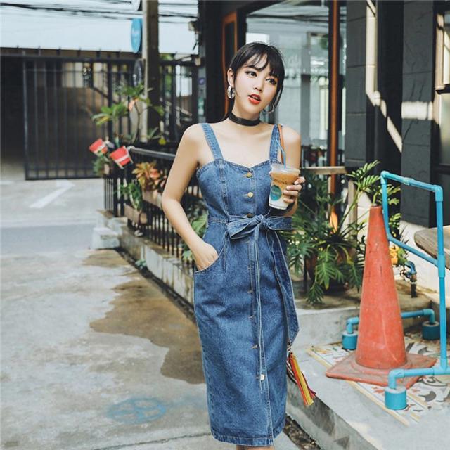 デニムワンピース レディース ロング 袖なし セクシー シーズンフリー 春 夏 カジュアル デニムワンピ 可愛い おしゃれ 無地の通販はau Pay マーケット Kizoku Garden