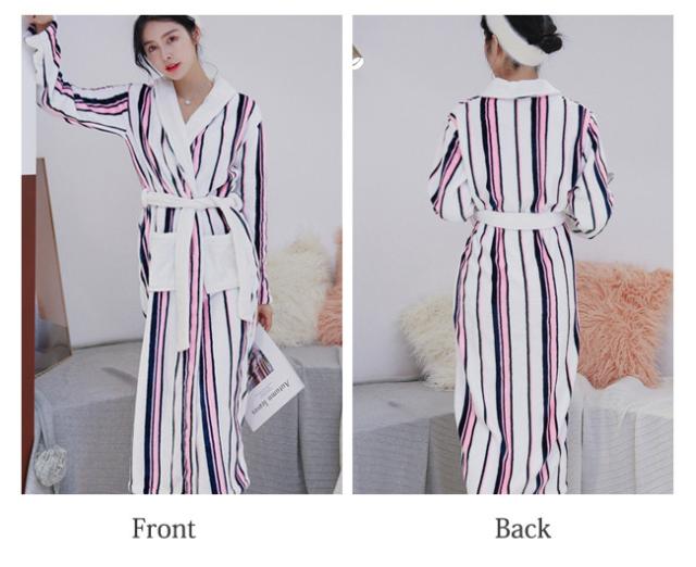 フリース ガウン レディース バスローブ モコモコ マイクロファイバー あったか ストライプ 可愛い 部屋着 冬 入院 ママの通販はau Pay マーケット Foryou