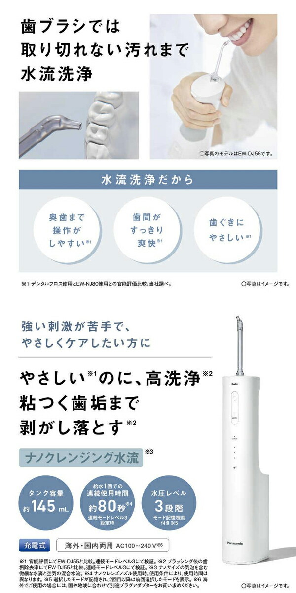 パナソニック EW-NJ80-W ジェットウォッシャー　ドルツ　保証書あり Panasonic EW-NJ80ドルツジェットウォッシャー保証書