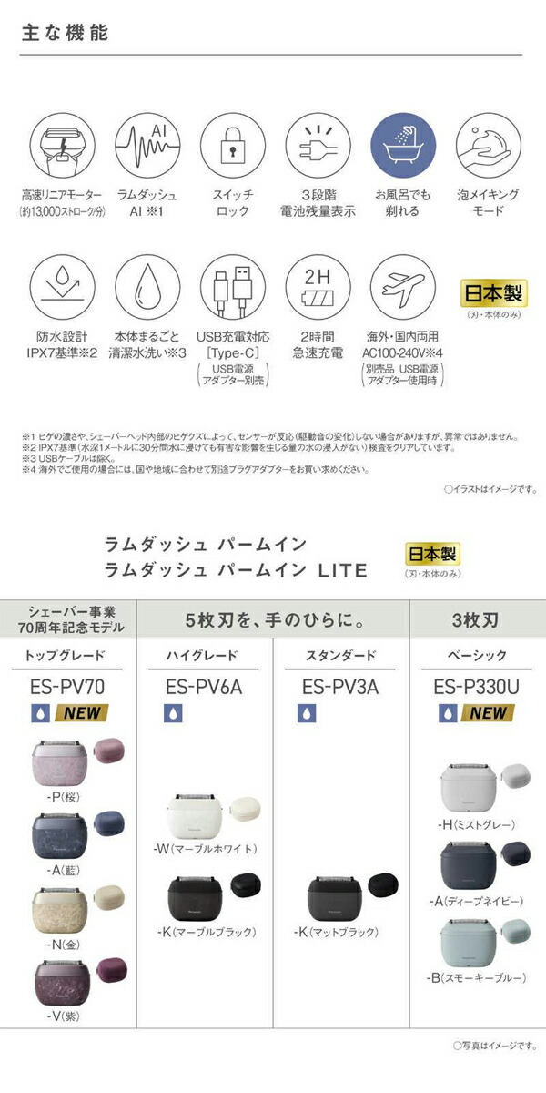 パナソニック ラムダッシュ パームイン LITE ES-P330U シェービング 髭 