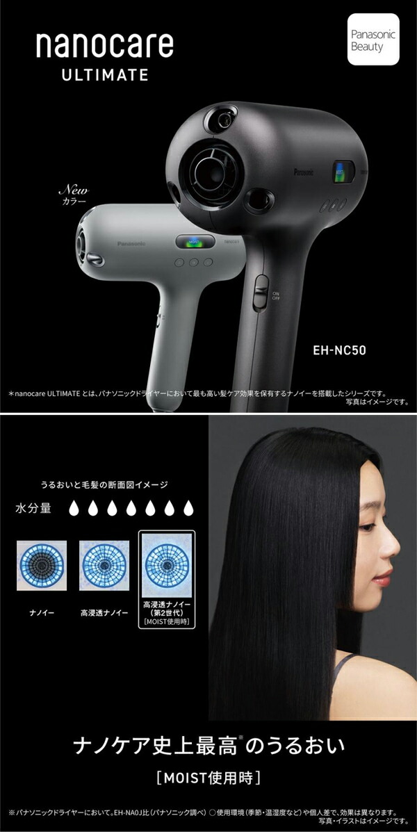 パナソニック ヘアードライヤー ナノケア EH-NC50-W シルキーホワイト