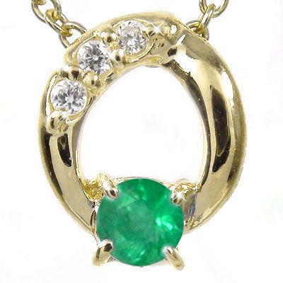 ネックレス エメラルド オーバル ネックレス ダイヤモンド ｋ10イエローゴールド レディース【送料無料】の通販は