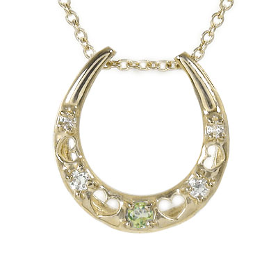 ネックレス 馬蹄 ペリドット ネックレス ｋ10ホワイトゴールド k10PG k10YG ハート レディース【送料無料】の通販は 51,800円