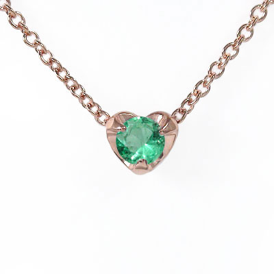 ネックレス エメラルド ネックレス ｋ18ピンクゴールド ハート一粒ペンダント レディース【送料無料】の通販は 51,800円