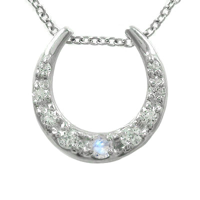 ネックレス ブルームーンストーン 馬蹄 ネックレス 18金 ダイヤモンド ホースシューペンダント レディース【送料無料】の通販は 59,280円