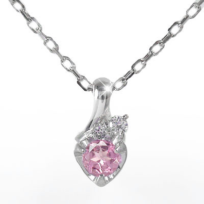 ネックレス 流れ星 トリロジーネックレス 18金 ピンクトルマリン 一粒 ハートペンダント レディース【送料無料】の通販は 33,670円